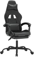 vidaXL Gaming-Stuhl mit Fu&szlig;st&uuml;tze Drehbar Schwarz Kunstleder