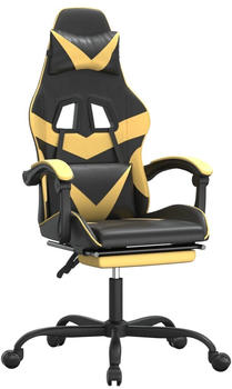 vidaXL Gaming-Stuhl mit Fußstütze und Massagefunktion Kunstleder (349555-349566) schwarz/gold (349557)