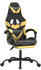 vidaXL Gaming-Stuhl mit Fußstütze und Massagefunktion Kunstleder (349555-349566) schwarz/gold (349557)