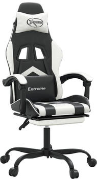 vidaXL Gaming-Stuhl mit Fußstütze und Massagefunktion Kunstleder (349603-349614) schwarz/weiß (349608)