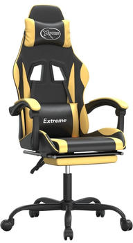 vidaXL Gaming-Stuhl mit Fußstütze und Massagefunktion Kunstleder (349579-349590) schwarz/gelb (349581)