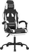vidaXL Gaming-Stuhl mit Fu&szlig;st&uuml;tze Drehbar Schwarz & Wei&szlig; Kunstleder