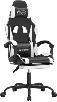 vidaXL Gaming-Stuhl mit Fu&szlig;st&uuml;tze und Massagefunktion Kunstleder (349579-349590) schwarz/wei&szlig; (349584)