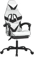 Vidaxl Gaming Chair With Footrest White And Black Faux Leather