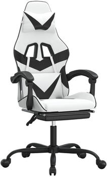 vidaXL Gaming-Stuhl mit Fußstütze Kunstleder (3143854-3143865) weiß/schwarz (3143864)