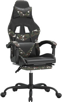 vidaXL Gaming-Stuhl mit Fußstütze und Massagefunktion Kunstleder (349555-349566) schwarz/Tarnfarben (349566)
