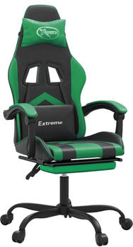 vidaXL Gaming-Stuhl mit Fußstütze und Massagefunktion Kunstleder (349603-349614) schwarz/grün (349606)