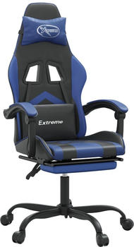 vidaXL Gaming-Stuhl mit Fußstütze und Massagefunktion Kunstleder (349603-349614) schwarz/blau (349603)
