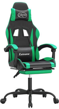 vidaXL Gaming-Stuhl mit Fußstütze und Massagefunktion Kunstleder (349579-349590) schwarz/grün (349582)