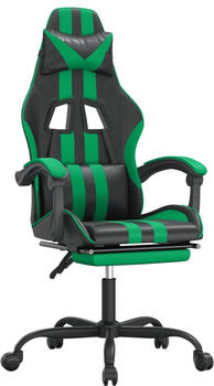 vidaXL Gaming-Stuhl mit Fußstütze und Massagefunktion Kunstleder (349531-349542) schwarz/grün (349534)