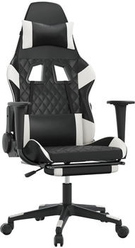 vidaXL Gaming-Stuhl mit Fußstütze und Massagefunktion Kunstleder (345522-345532) schwarz/weiß (345527)