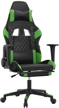 vidaXL Gaming-Stuhl mit Fußstütze und Massagefunktion Kunstleder (345522-345532) schwarz/grün (345525)