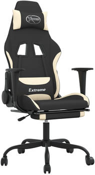 vidaXL Gaming-Stuhl mit Fußstütze Stoff 6(3143722-3143732) schwarz/creme (3143722)