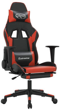vidaXL Gaming-Stuhl mit Fußstütze und Massagefunktion Kunstleder (345457-345468) schwarz/rot (345458)