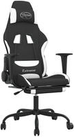 Vidaxl Gaming Chair With Footrest Black And White Fabric