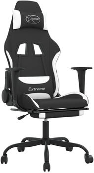 vidaXL Gaming-Stuhl mit Fußstütze Stoff (3143722-3143732) schwarz/weiß (3143730)
