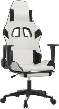 vidaXL Gaming-Stuhl mit Fußstütze und Massagefunktion Kunstleder (345522-345532) weiß/schwarz (345531)