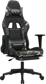 vidaXL Gaming-Stuhl mit Fußstütze und Massagefunktion Kunstleder (345457-345468) schwarz/Tarnfarben (345468)