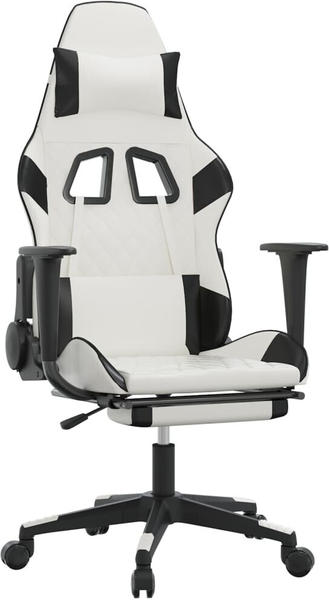 vidaXL Gaming-Stuhl mit Fußstütze Kunstleder (3143764-3143774) weiß/schwarz (3143773)