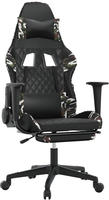 vidaXL Gamingstuhl mit Massage Fu&szlig;st&uuml;tze Schwarz Tarnfarben Kunstleder