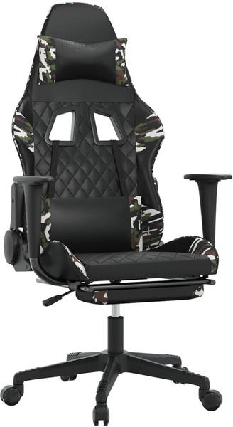 vidaXL Gaming-Stuhl mit Fußstütze und Massagefunktion Kunstleder (345522-345532) schwarz/Tarnfarben (345532)
