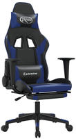 vidaXL Gaming-Stuhl mit Massage & Fu&szlig;st&uuml;tze Schwarz & Blau Kunstleder