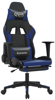 vidaXL Gaming-Stuhl mit Fußstütze und Massagefunktion Kunstleder (345457-345468) schwarz/blau (345457)