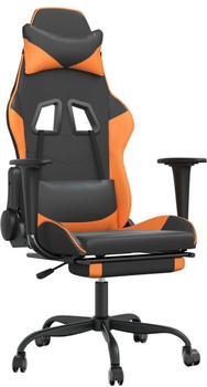 vidaXL Gaming-Stuhl mit Fußstütze und Massagefunktion Kunstleder (345411-345422) schwarz/orange (345417)