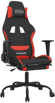 vidaXL Gaming-Stuhl mit Fußstütze Stoff (3143722-3143732) schwarz/rot (3143731)