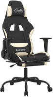 vidaXL Gaming-Stuhl mit Massage & Fu&szlig;st&uuml;tze Schwarz und Creme Stoff