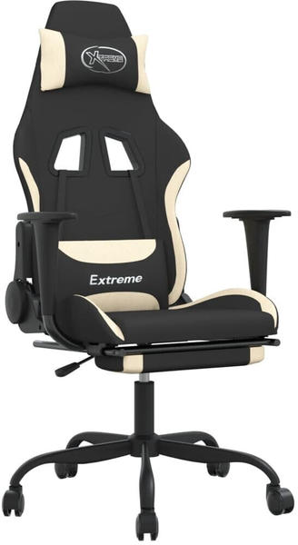 vidaXL Gaming-Stuhl mit Fußstütze und Massagefunktion Stoff (345480-345490) schwarz/creme (345480)