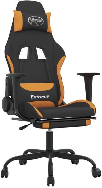 vidaXL Gaming-Stuhl mit Fußstütze Stoff (3143722-3143732) schwarz/orange (3143727)