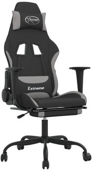 vidaXL Gaming-Stuhl mit Fußstütze Stoff (3143722-3143732) schwarz/hellgrau (3143723)