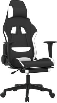 vidaXL Gaming-Stuhl mit Fußstütze Stoff (3143743-3143752) schwarz/weiß (3143750)