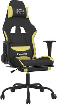 vidaXL Gaming-Stuhl mit Fußstütze Stoff (3143722-3143732) schwarz/hellgrün (3143728)