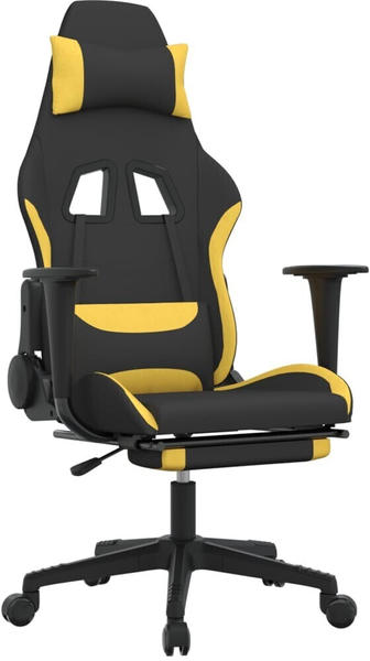 vidaXL Gaming-Stuhl mit Fußstütze und Massagefunktion Stoff (345501-345510) schwarz/gelb (345504)