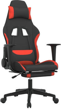 vidaXL Gaming-Stuhl mit Fußstütze und Massagefunktion Stoff (345501-345510) schwarz/rot (345509)