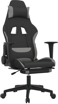 vidaXL Gaming-Stuhl mit Fußstütze und Massagefunktion Stoff (345501-345510) schwarz/hellgrau (345502)