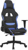 vidaXL Gaming-Stuhl mit Massage & Fußstütze Schwarz und Blau Stoff