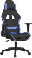 vidaXL Gaming-Stuhl mit Massage & Fu&szlig;st&uuml;tze Schwarz und Blau Stoff