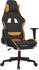 vidaXL Gaming-Stuhl mit Fußstütze und Massagefunktion Stoff (345501-345510) schwarz/orange (345505)