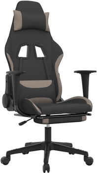vidaXL Gaming-Stuhl mit Fußstütze und Massagefunktion Stoff (345501-345510) schwarz/taupe (345503)