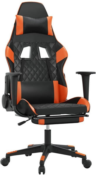 vidaXL Gaming-Stuhl mit Fußstütze und Massagefunktion Kunstleder (345522-345532) schwarz/orange (345528)