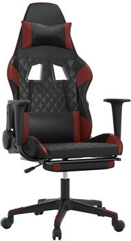 vidaXL Gaming-Stuhl mit Fußstütze und Massagefunktion Kunstleder (345522-345532) schwarz/weinrot (345529)