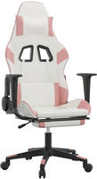 vidaXL Gaming-Stuhl mit Massage & Fu&szlig;st&uuml;tze Wei&szlig; & Rosa Kunstleder