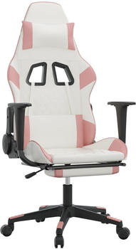 vidaXL Gaming-Stuhl mit Fußstütze und Massagefunktion Kunstleder (345522-345532) weiß/rosa (345530)