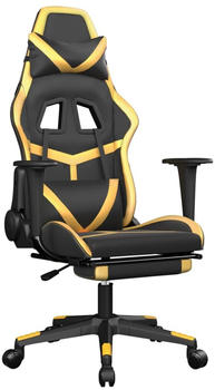 vidaXL Gaming-Stuhl mit Fußstütze und Massagefunktion Kunstleder (345434-345444) schwarz/gelb (345436)