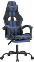 vidaXL Gaming-Stuhl mit Fu&szlig;st&uuml;tze Drehbar Schwarz & Blau Kunstleder