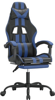 vidaXL Gaming-Stuhl mit Fußstütze und Massagefunktion Kunstleder (349531-349542) schwarz/blau (349531)