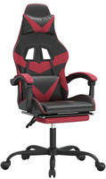 vidaXL Gaming-Stuhl mit Fu&szlig;st&uuml;tze Drehbar Schwarz & Weinrot Kunstleder